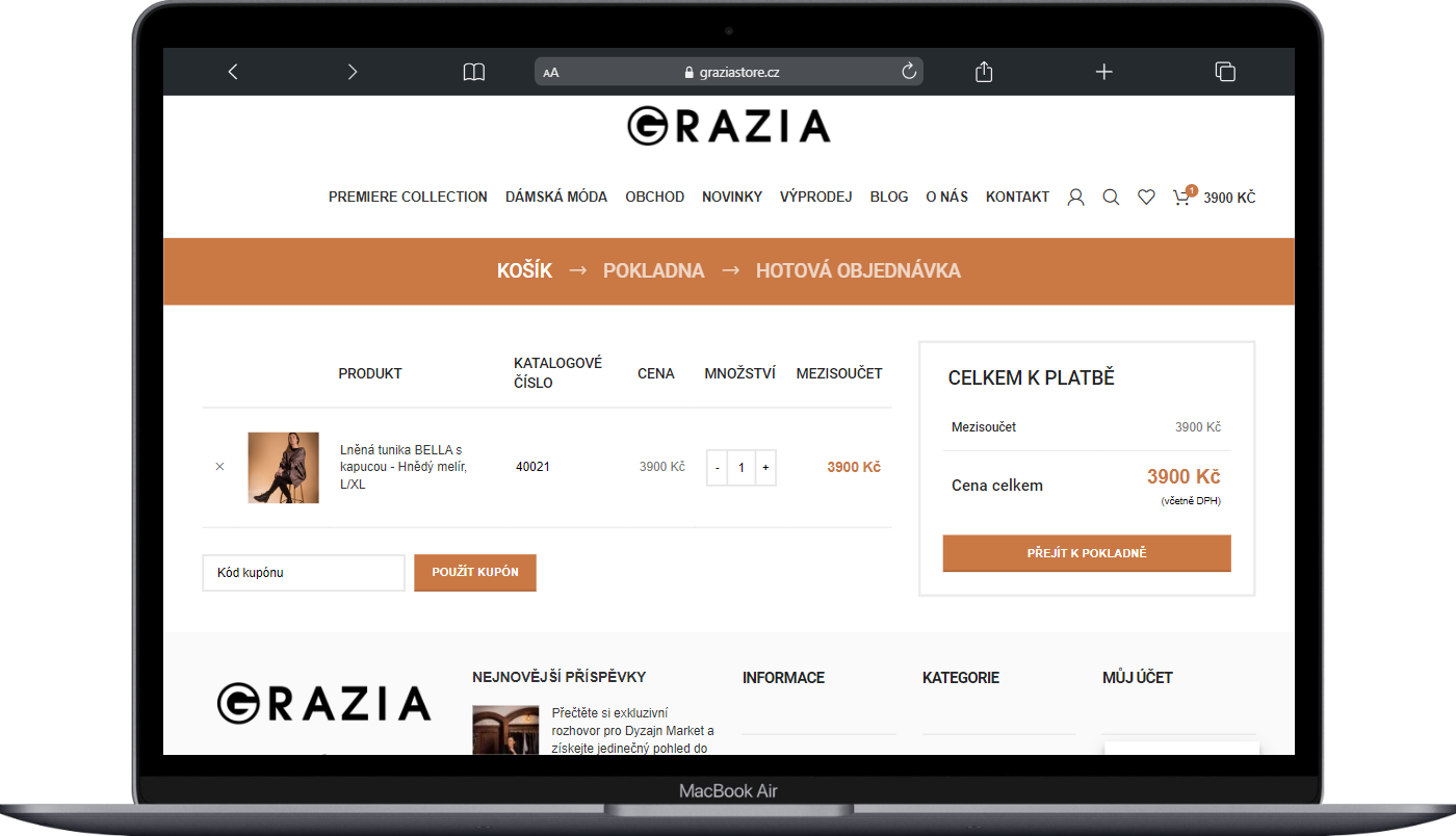 mockup PCview graziastore.cz pokladna tvorba eshopu