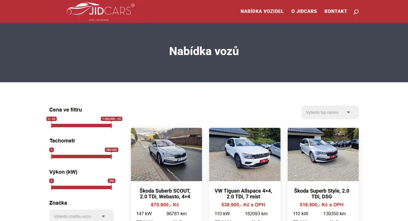 Nabidka vozidel Jidcars Jiri Drozdik reference